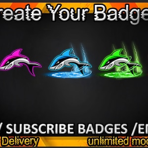 Shark Twitch Sub Abzeichen / Shark Twitch Emotes / Shark Abzeichen für Streamer / Shark Abonnenten Abzeichen