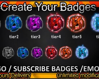 K Letter Twitch sub badges, K Letter Twitch emotes/ K Letter badges for streamers/ K Letter Subscriber Badges