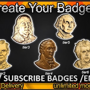 USA President Twitch sub badges, USA President Twitch emotes/ USA President badges for streamers/ President Subscriber Badges