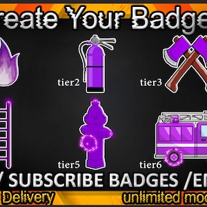 Badge secondari Twitch di sicurezza antincendio, emote Twitch di sicurezza antincendio/ Badge di sicurezza antincendio per streamer/ Badge per abbonati di sicurezza antincendio