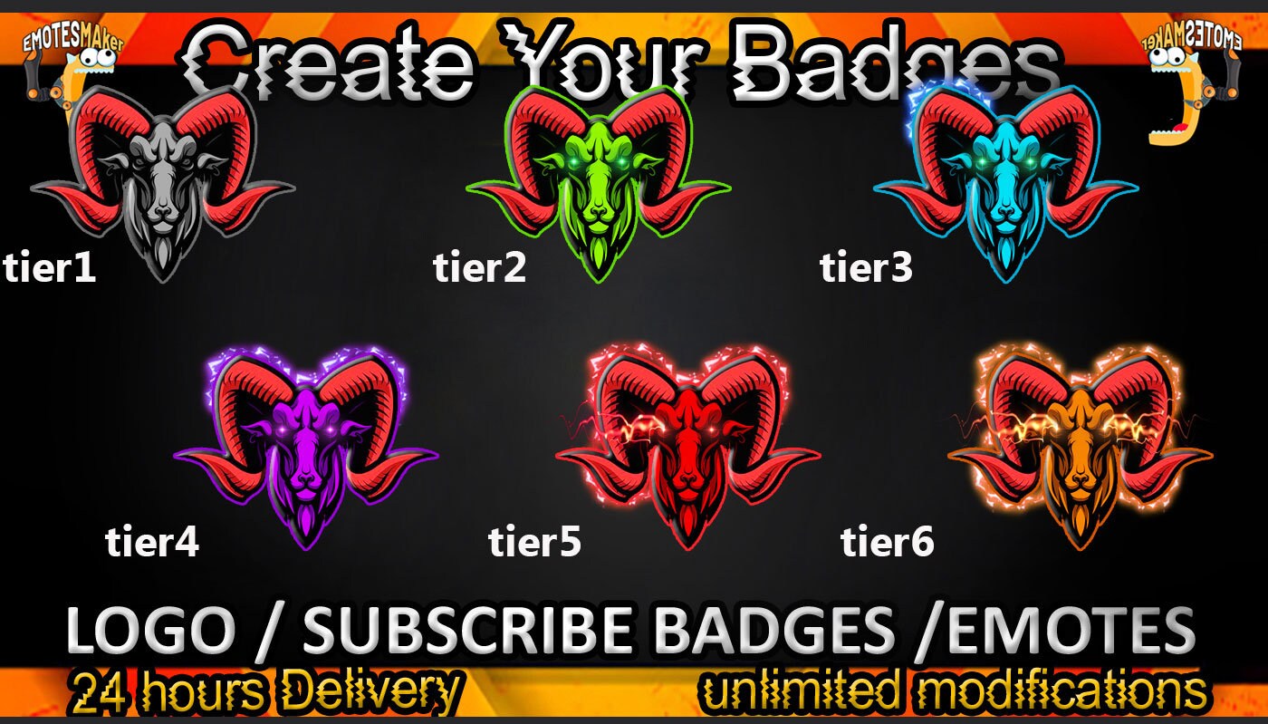 Insignes d'abonnés Ram Twitch, émoticônes Ram Twitch/ insignes Ram pour les streamers/ insignes d'abonné Ram