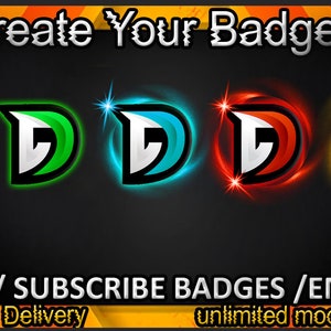 Subinsignias D de Twitch / Emotes D de Twitch / Insignias D para streamers / Insignias de suscriptor D