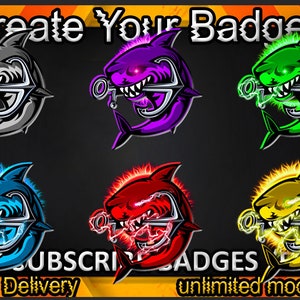 Hai Twitch Sub Badges, Hai Twitch Emotes / Hai Badges für Streamer / Hai Abonnenten