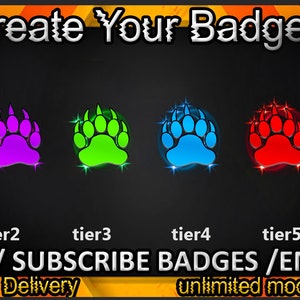 Bear Paw Twitch sub badges, Bear Paw Twitch emotes/ Bear Paw badges for streamers/ Bear Paw Subscriber Badges