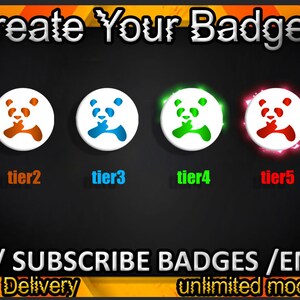 Insignias secundarias de Panda Twitch, gestos de Panda Twitch/ insignias de Panda para streamers/ insignias de suscriptor de Panda