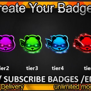 Insignias de suscripción de Panda para Twitch, emoticones de Panda para Twitch/ Insignias de Panda para streamers/ Insignias de suscriptor de Panda
