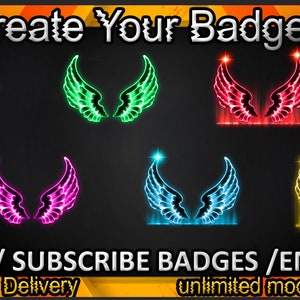 Wings Twitch sub badges / Wings Twitch emotes / Wings badges for streamers / Wings Subscriber Badges