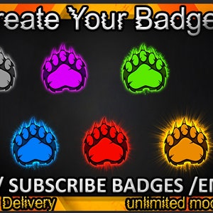 Bear Paw Twitch sub badges, Bear Paw Twitch emotes/ Bear Paw badges for streamers/ Bear Paw Subscriber Badges
