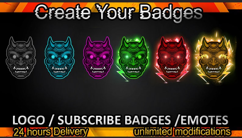 Oni Head Twitch Sub Badges / Oni Head Twitch Emotes / Oni Head - Etsy