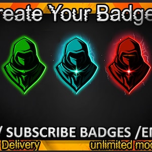 Assassin Twitch sub badges / Assassin Twitch emotes / Assassin badges for streamers / Assassin Subscriber Badges