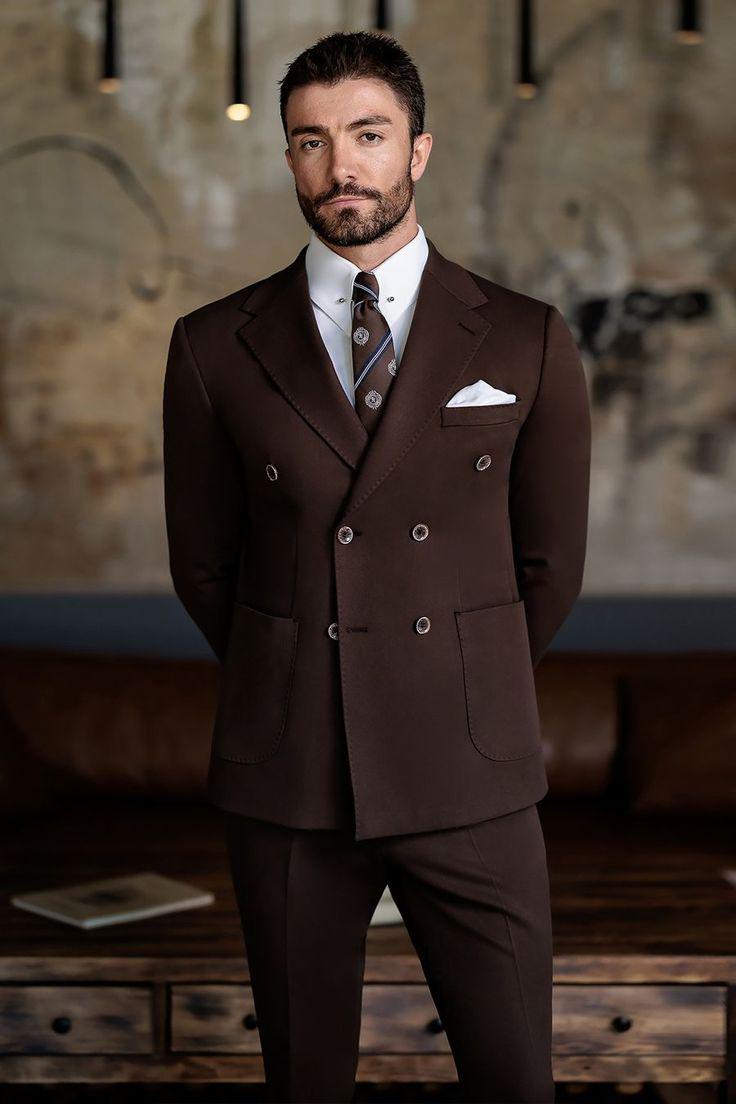Premium Men's Dark Brown Suit - Double Breasted Suit - Wedding Party ...