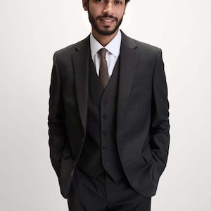Premium Black Suit - Exotic Basic Everyday Wear Fabric - Premium Men’s 3-Piece Formal Suit - Elegant Blazer, Waistcoat & Trousers