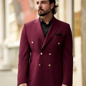 Premium Men&#39;s Burgundy Suit - Double Breasted Suit - Wedding Party Wear Suit - Groomsmen Suits - Prom Suits - Engagement Suits, Groom Suits