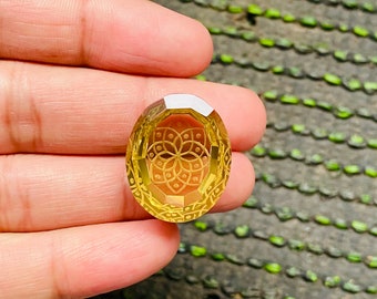 Fantastyczny wysokiej jakości naturalny cytrynowy fantastyczny szlifowany kamień szlachetny z tyłu rzeźbiony naturalny cytrynowy kamień szlachetny rozmiar 25x20x8mm waga 34,60 karatowy cytrynowy fantastyczny