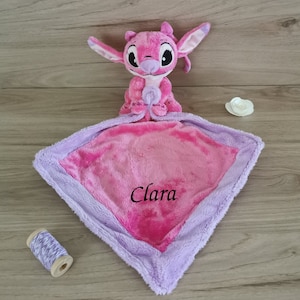 Doudou Angel Stitch pink to personalize with first name