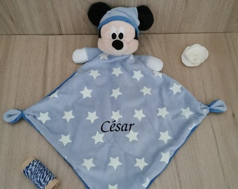 Disney doudou luminescent Mickey bleu à personnaliser