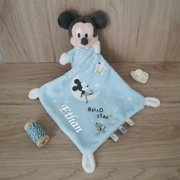 Disney doudou luminescent Mickey bleu à personnaliser 25 cm