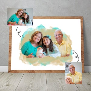 Custom Family Portrait Add Person to Photo Loss of Loved One, Add Deceased Loved One To Photo, Merge Photo into Painting, Combine Photos