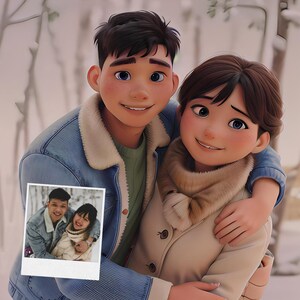 Portrait personnalisé à partir d'une photo, animation de portrait de dessin animé, portrait de couple personnalisé, fichier numérique pour cadeaux de couple, dessin animé personnalisé, portrait de famille