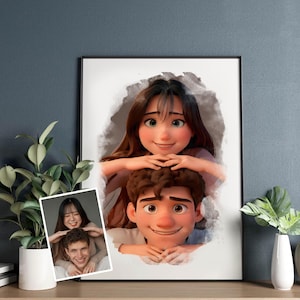 Portrait personnalisé à partir d'une photo, animation de portrait de dessin animé, portrait de couple personnalisé, fichier numérique pour cadeaux de couple, dessin animé personnalisé, portrait de famille