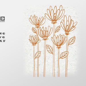 Archivo de trazador Flores silvestres SVG DXF PNG Jpg Cricut Silueta Clipart Archivo Digital Camisa Imprimir motivos de trazador