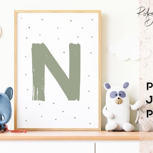 Namenposter Kinderzimmer Buchstabenposter Deko Wanddekoration Bild mit Buchstabe Geschenk Digital Druck Download Kinder Zimmer
