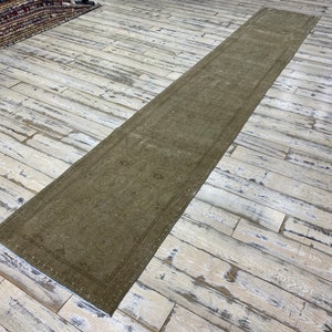Antique Tabriz Rug, 2&#39;5 x 14&#39;4 Feet ,Neutral Rug, Washed Rug, Vintage Rug, Muted Rug, Area Rug, Vintage Rug - Caucasian rug, Distressed Rug