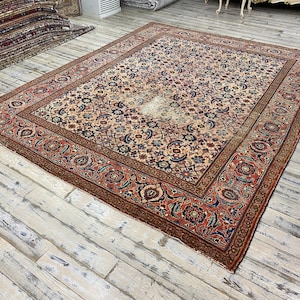 Antique Tabriz Rug, 9&#39;5 x 12&#39; Feet 10x12 Old Rug, Washed Rug, Neutral Rug, Vintage Rug, Large Area Rug, Area Rug, Vintage Rug, Caucasian rug