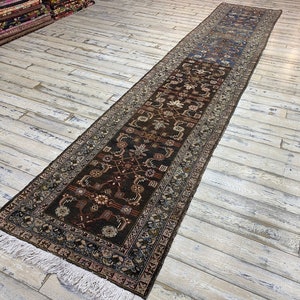 Antique Malayer Rug, 3&#39;3 x 16&#39;9 ft, Neutral Rug, Washed Rug, Vintage Rug, Muted Rug, Area Rug, Vintage Rug - Caucasian rug, Distressed Rug