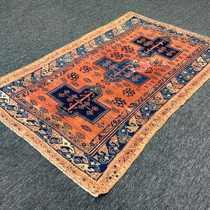 Antique Caucasian Rug 4&#39;1 x 6&#39;8 Ft, Persian Rug, Farmhouse Rug, Tribal Rug, 4x6ft Rug, Area Rug, Vintage Rug - Caucasian rug - Antique Rug