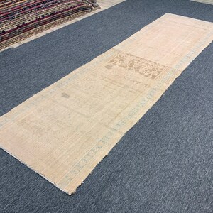 Antique Hamadan Rug, 3&#39;4 x 12&#39;5 Ft , Neutral Rug, Washed Rug, Vintage Rug, Muted Rug, Area Rug, Vintage Rug - Caucasian rug, Distressed Rug