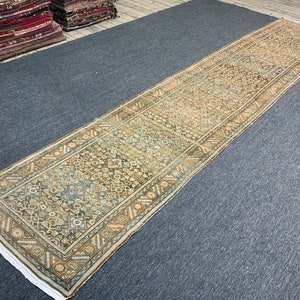 Antique Malayer Runner, 3&#39;6 X 17&#39;4 Ft Neutral Rug, Washed Rug, Vintage Rug, Muted Rug, Area Rug, Vintage Rug - Caucasian rug, Distressed Rug