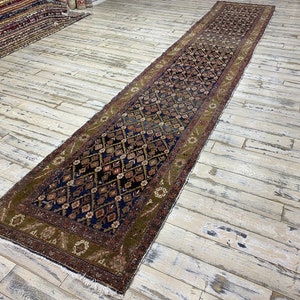 Antique Hamadan Rug, 3&#39;5 x 16&#39;1 Feet ,Neutral Rug, Washed Rug, Vintage Rug, Muted Rug, Area Rug, Vintage Rug - Caucasian rug, Distressed Rug