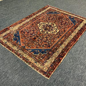Antique Malayer Rug 4&#39;7 x 6&#39;6 ft Persian Rug, Antique Rug, Washed Rug, Tribal Rug, Area Rug, Vintage Rug, Caucasian rug, Distressed Rug