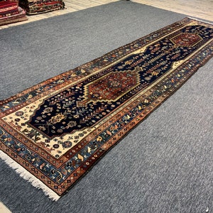 Antique Malayer Runner, 3&#39;9 X 16&#39;4 Ft Neutral Rug, Washed Rug, Persian Rug, Muted Rug, Runner Rug, Vintage Rug Caucasian rug, Distressed Rug