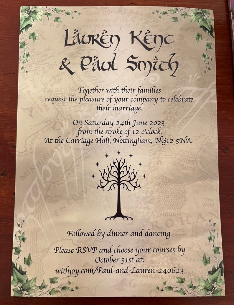 Lord of the rings wedding invitation template printable image 2