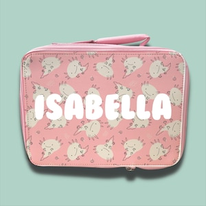 Personalised Children&#39;s Lunch Bag | Back to School Lunch Bag | Pink Girls Lunch Bag | Axalottle Lunch Bag