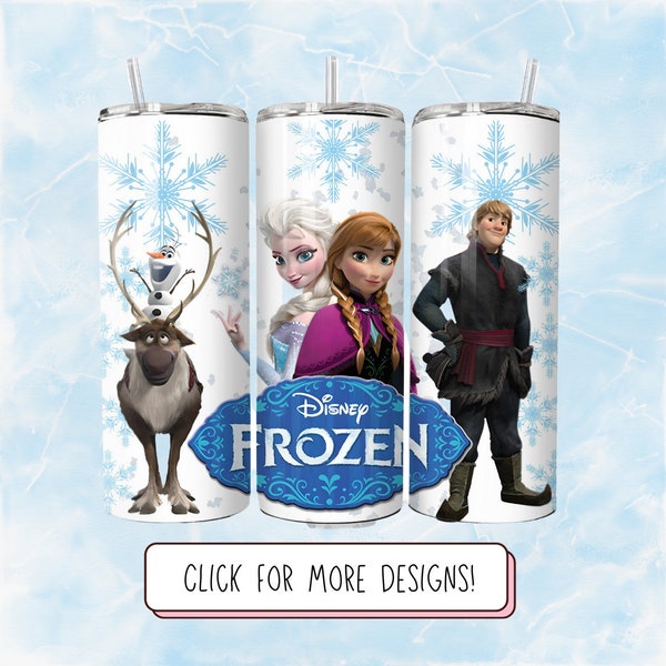 Frozen 20oz Stainless Steel Tumbler with Reuseable Straw - Anna Elsa Olaf Kristoff - Drink Bottle - Perfect Gift - Kids / Men / Women