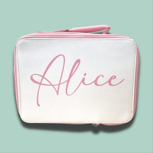 Personalised Children&#39;s Lunch Bag | Back to School Lunch Bag | Pink Girls Lunch Bag | Name Lunch Bag