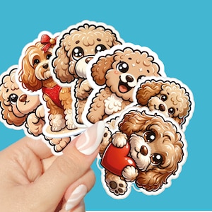 6 Cute Puppy Glossy Sticker - Apricot Cockapoo Dog Stickers - Adorable Dog Lover Sticker - Planner Stickers - Laptop Sticker Phone Sticker