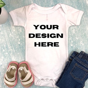White Bella + Canvas 100B Baby Bodysuit Mock-Up