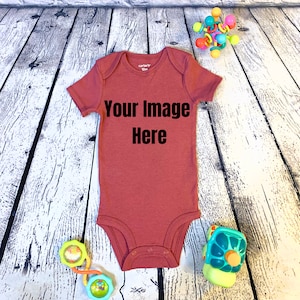 Body niemowlęce Carter's, mockup, kolor koralowo-czerwono-różowy