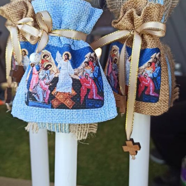 Orthodox Easter Lambades with Anastasi Icon Pouch.