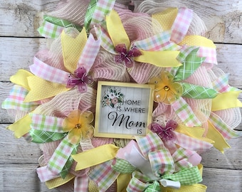 Mother’s Day wreath, front door wreath, gift for mom, gift for wife, Mother’s Day decor, Mother’s Day gift from daughter or son