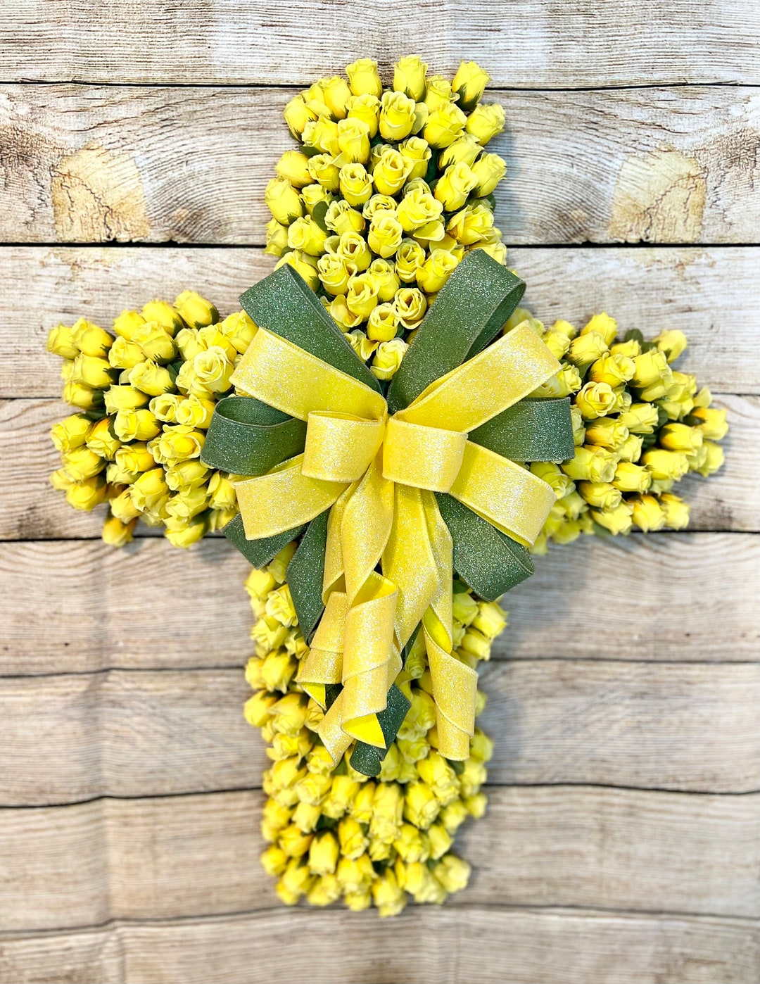 Yellow Rosebud Cross Wreath Floral Cross Wreath Funeral Etsy