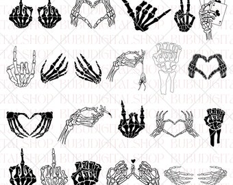 Skeleton Hands Svg, Skeleton Png, Skeleton Hands Svg Bundle, Skeleton Svg, Rock Hand Svg, Middle Finger Svg, Cricut Files, Skull Svg, Svg