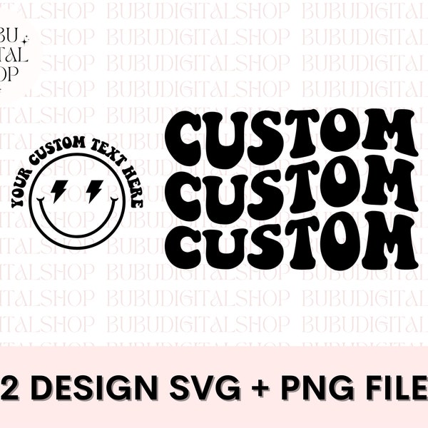 Custom Wavy Svg Design, Custom Svg, Custom Shirt Svg, Custom Text Svg, Custom Groovy Text, Custom Wavy Stacked SVG, Retro Wavy Text Svg