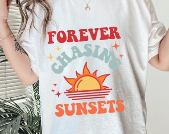 Forever chasing sunsets svg, summer svg, retro svg, groovy svg, sunset svg, SVG PNG bundle, aesthetic svg, summer sunset svg, sublimination