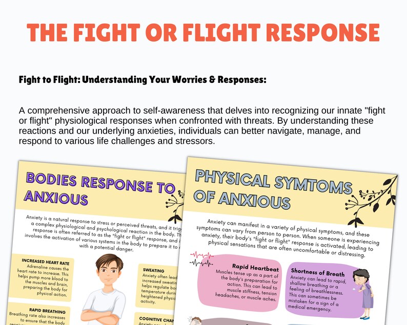 Signs of Fight Flight Freeze and Fawn Response Worksheets for the ...