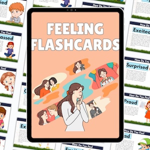 Kids Emotions Flashcards,Feelings Flashcards, Large Montessori Feelings Cards, Printable Emotions for Toddlers and Preschoolers, Calming